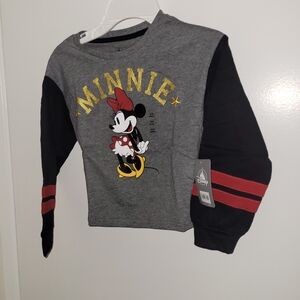 Disney Kid Minnie Mouse Gray and Black Varsity Long Sleeve Sweatshirt - Size 5/6